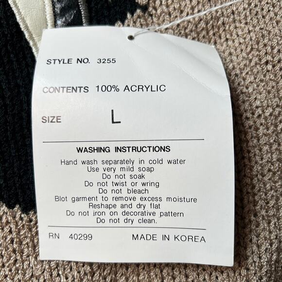 Erika VTG 80s Rockabilly Sweater NEW sz M Abstract Black Knit Preppy Winter Fall - Picture 6 of 9